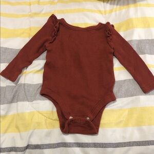 Old Navy Rust Ruffled Long Sleeve Bodysuit